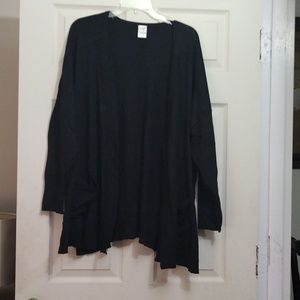 Terra & sky black open front cardigan sweater with pockets size 3x(24-26)